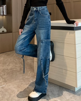 Autumn mopping jeans straight high waist pants for women