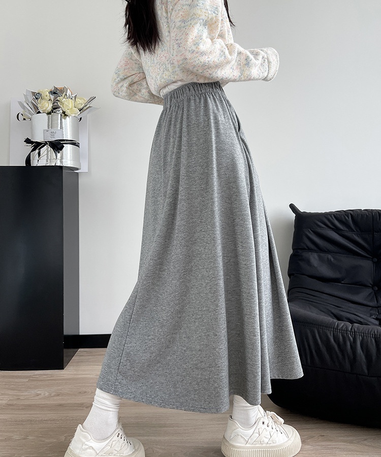 Slim lazy black skirt high waist loose A-line long skirt