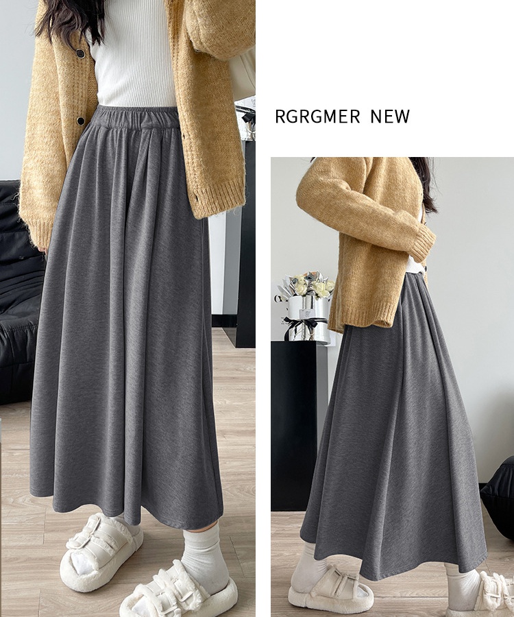 Slim lazy black skirt high waist loose A-line long skirt