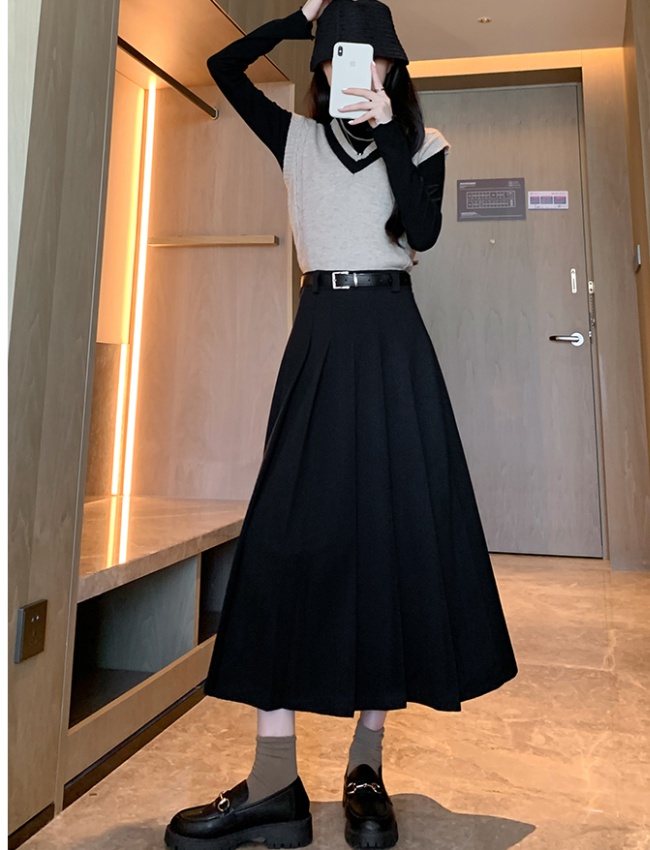 Autumn and winter thick long dress slim skirt for women