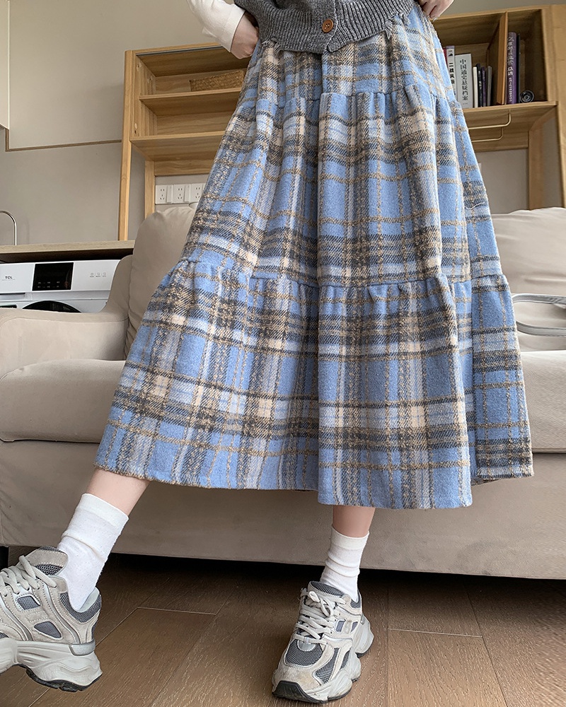 Autumn and winter christmas long dress woolen skirt for women