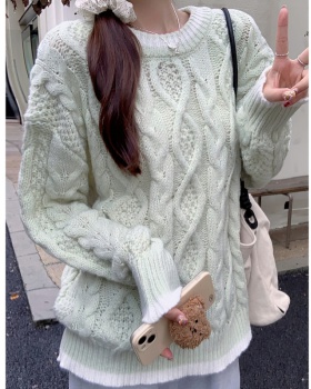 Knitted twist tops purple autumn and winter sweater for women