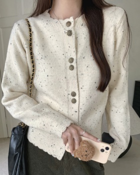 Retro autumn coat long sleeve polka dot tops