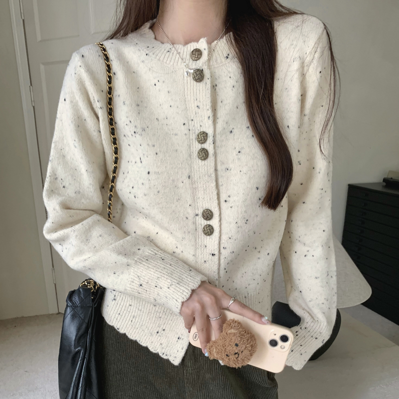 Retro autumn coat long sleeve polka dot tops