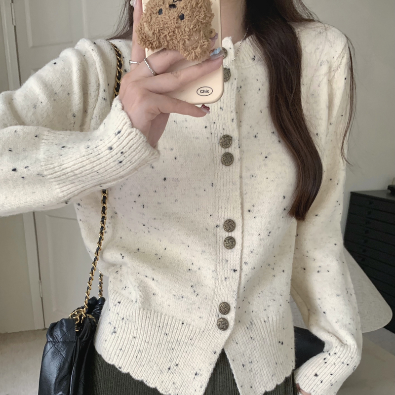 Retro autumn coat long sleeve polka dot tops