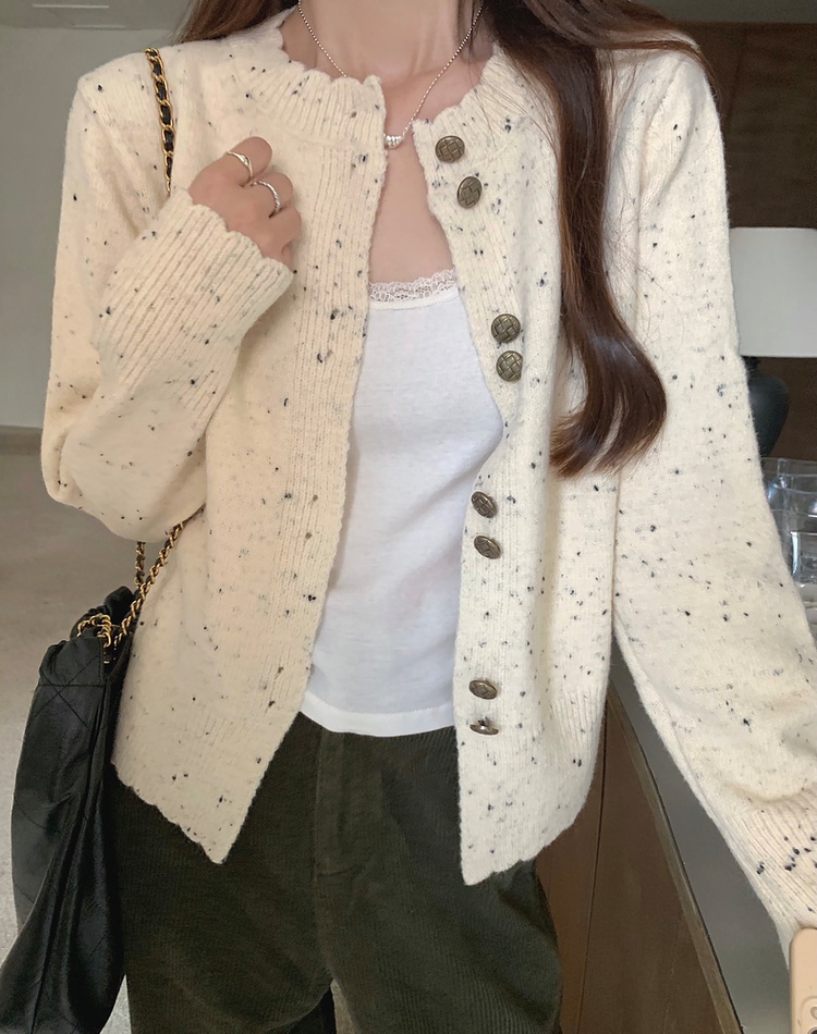 Retro autumn coat long sleeve polka dot tops