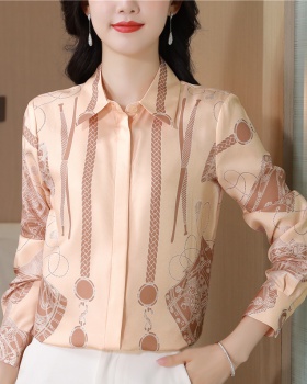 Twill real silk tops niche France style shirt for women