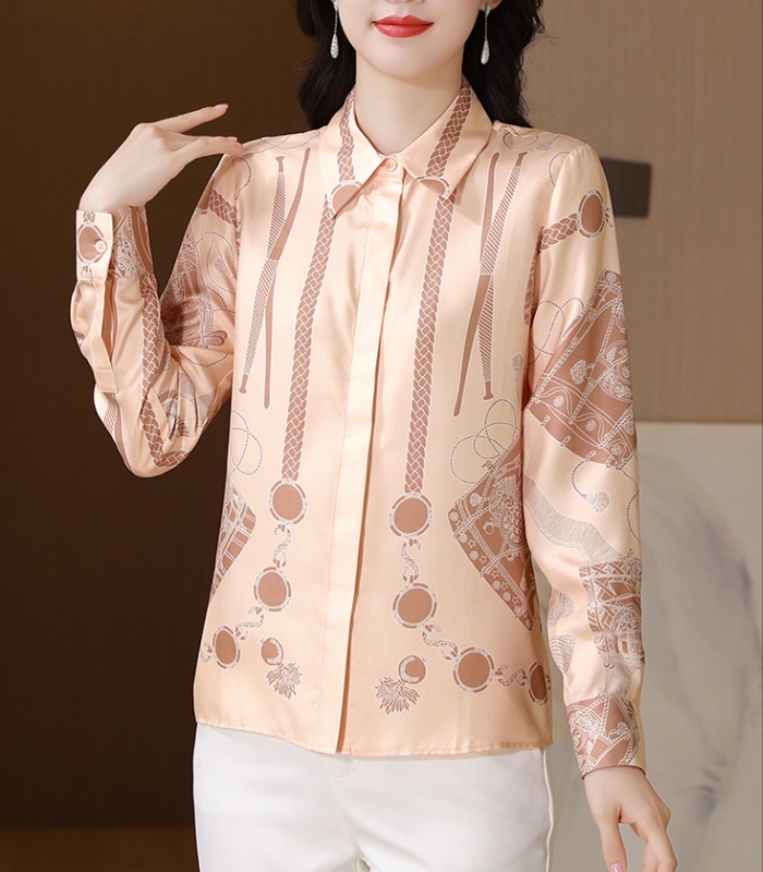 Twill real silk tops niche France style shirt for women