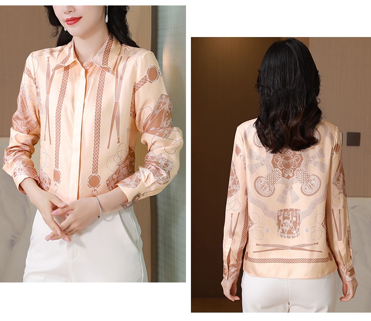 Twill real silk tops niche France style shirt for women