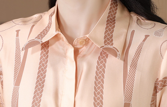 Twill real silk tops niche France style shirt for women