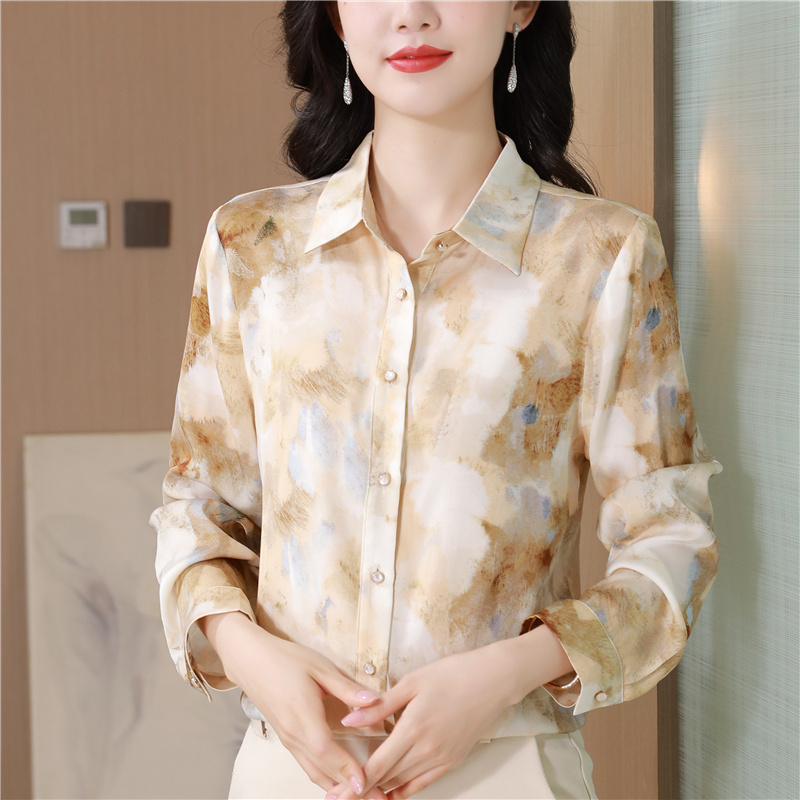 Real silk silk shirt fashion autumn tops for women