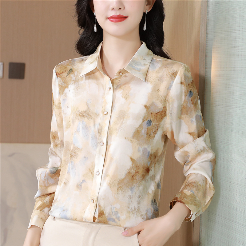 Real silk silk shirt fashion autumn tops for women