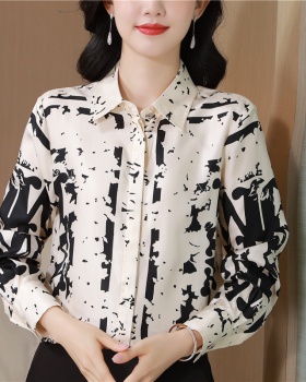 Letters commuting real silk shirt for women