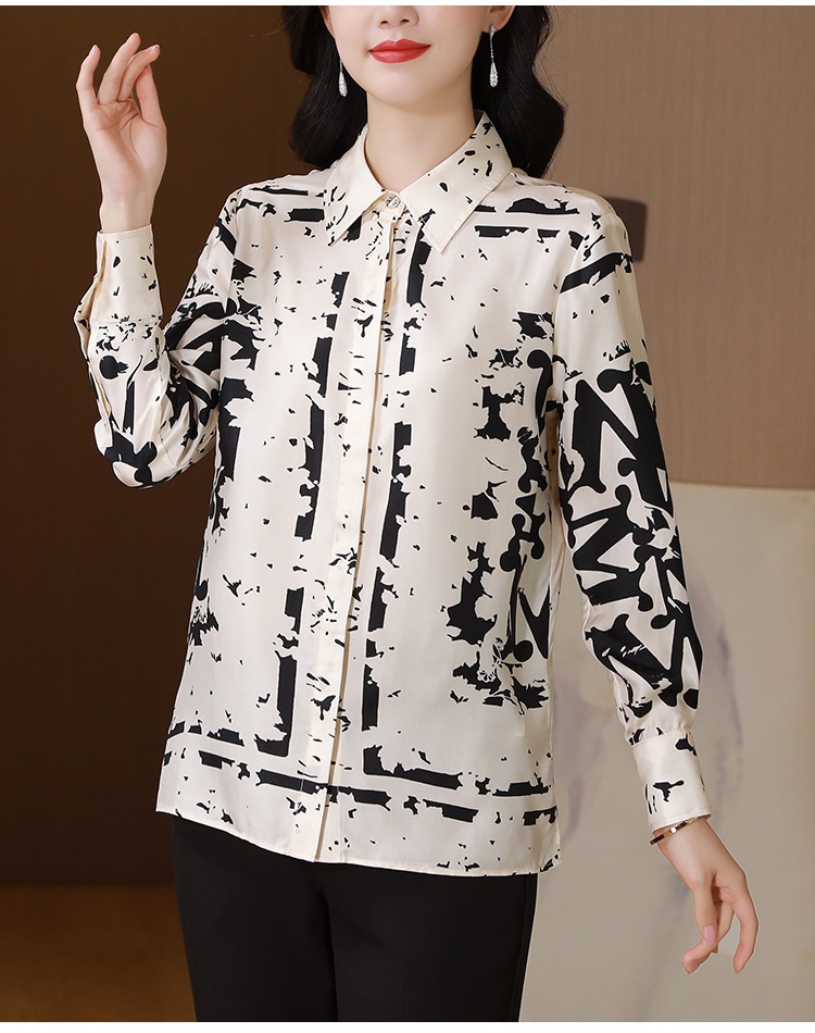 Letters commuting real silk shirt for women