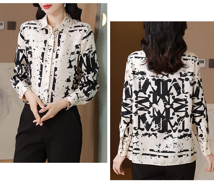 Letters commuting real silk shirt for women