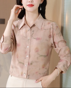 Slim long sleeve small shirt real silk temperament tops