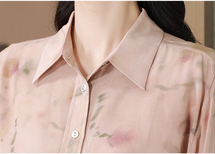 Slim long sleeve small shirt real silk temperament tops