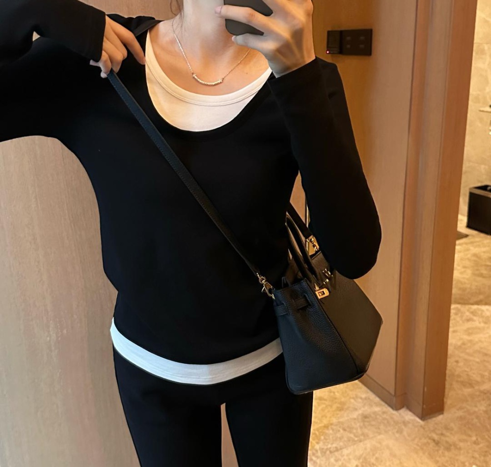 Knitted tops round neck bottoming shirt for women