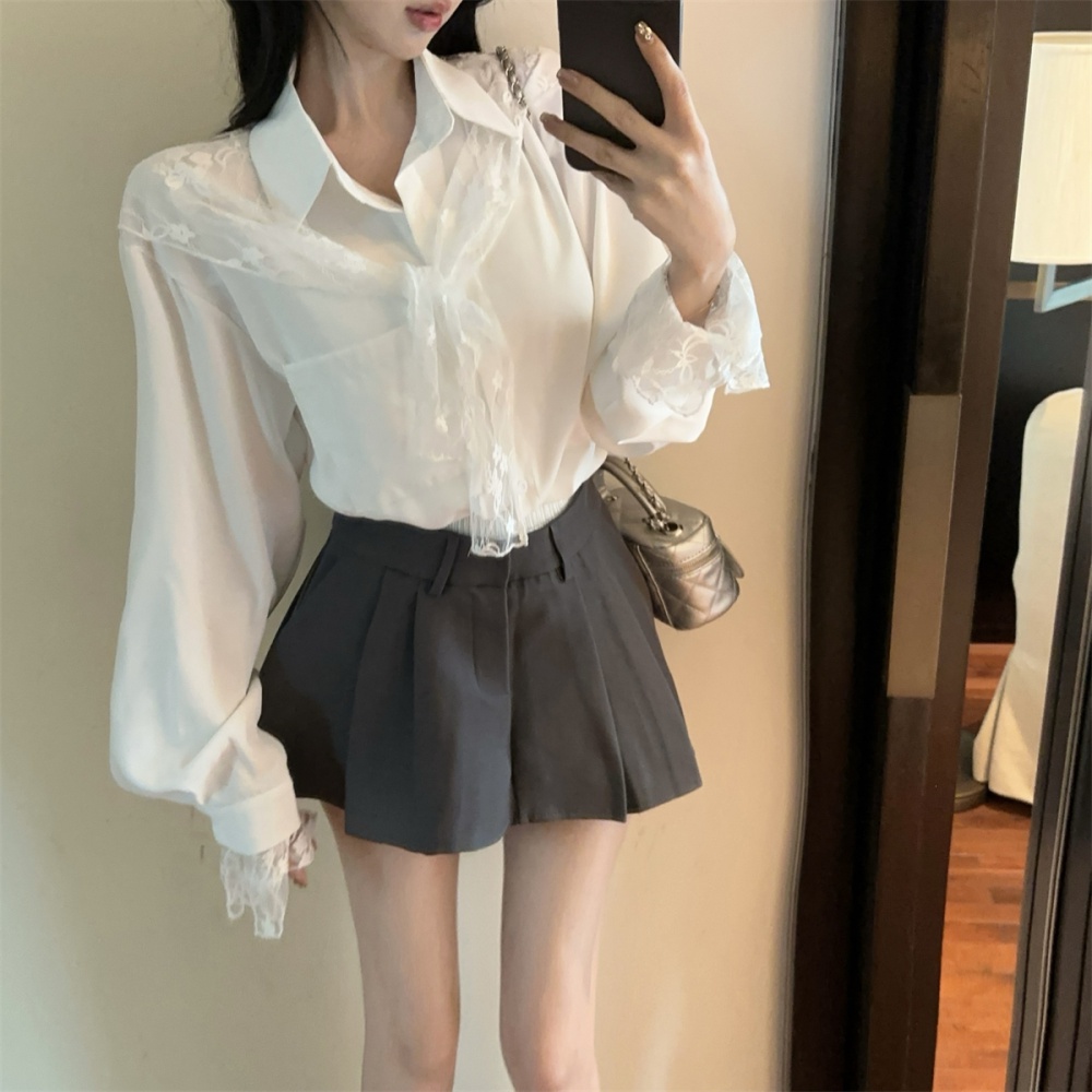 Pleated high waist shirt fashion skirt 2pcs set for women