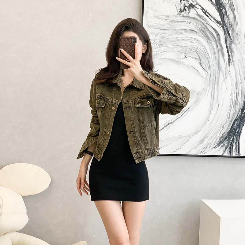 Casual long sleeve spring and autumn denim retro coat