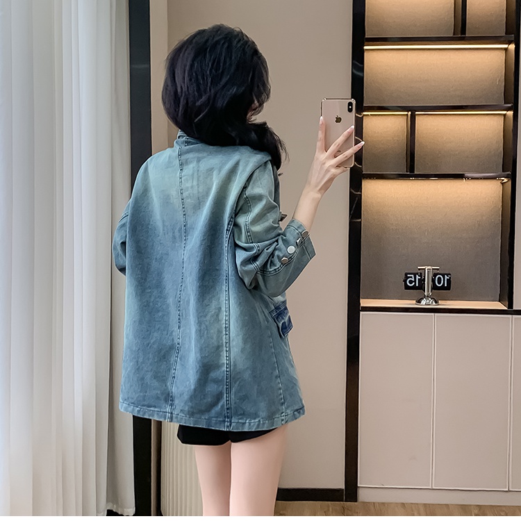 Casual autumn denim coat neutral collar loose jacket