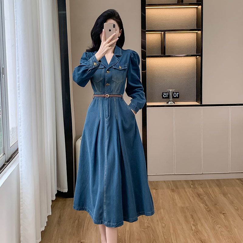 Spring and autumn business suit long sleeve long dress