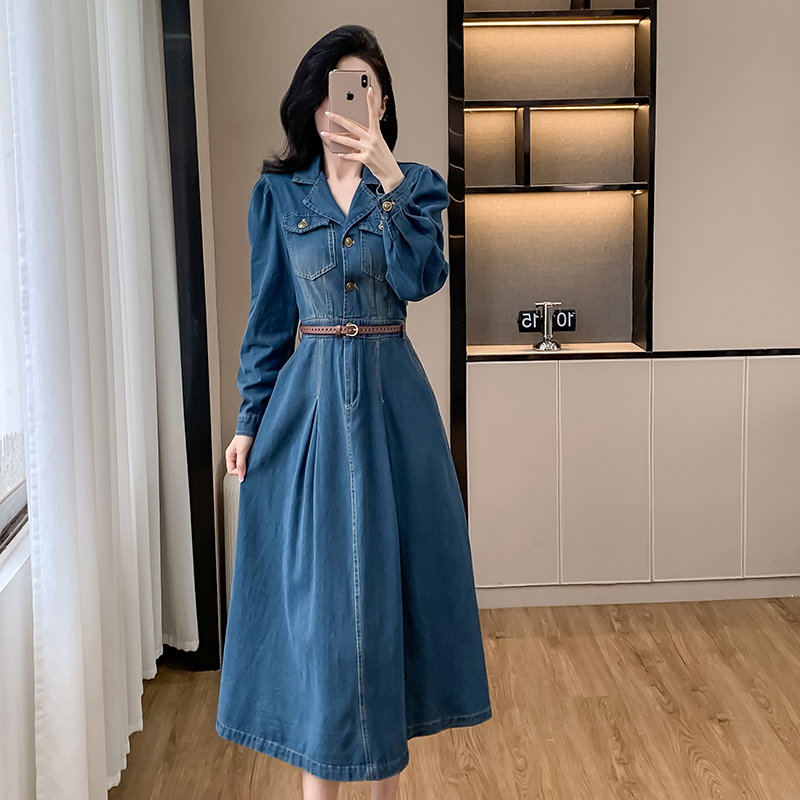 Spring and autumn business suit long sleeve long dress