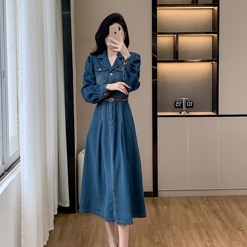 Spring and autumn business suit long sleeve long dress