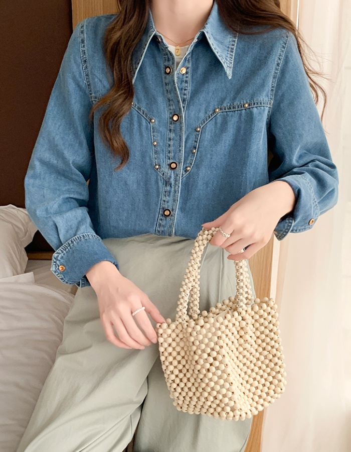 Casual loose long sleeve shirt simple denim coat