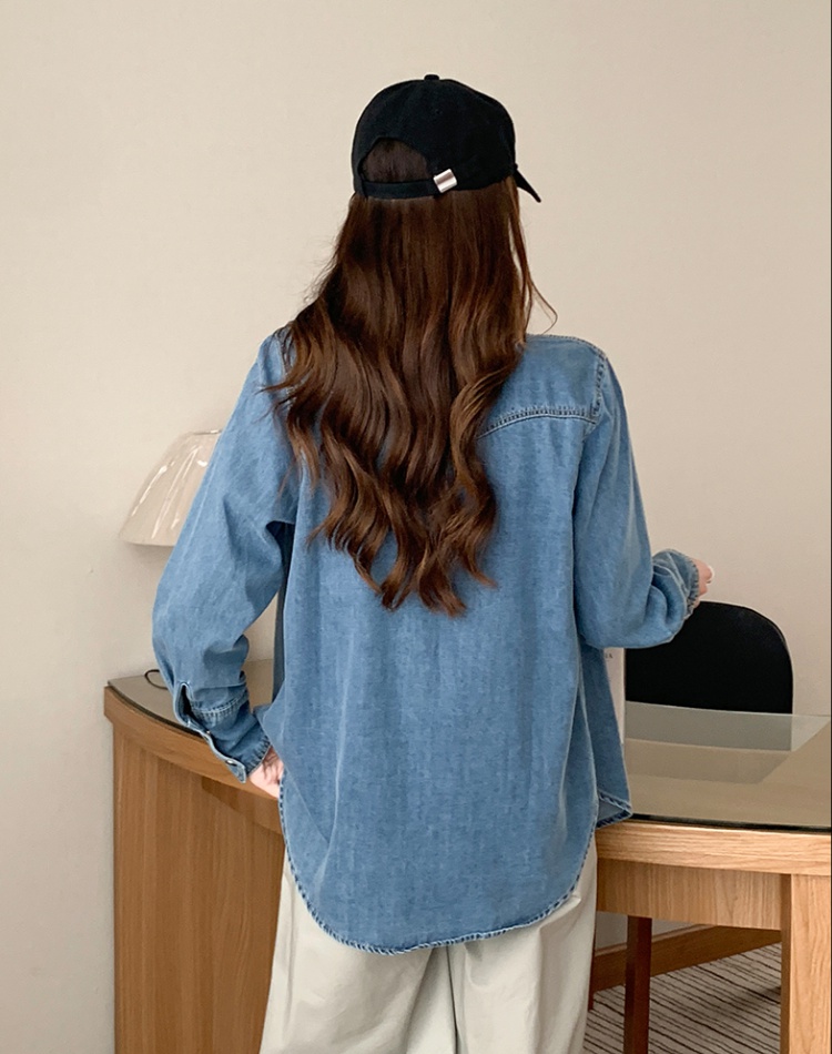 Casual loose long sleeve shirt simple denim coat