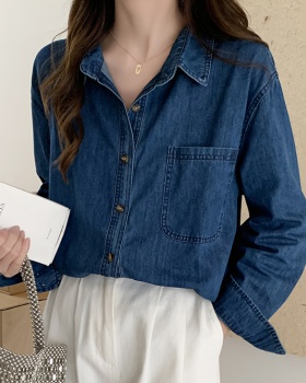 Bottoming denim loose Casual retro shirt