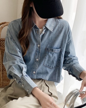 Loose long sleeve Casual thin spring and autumn simple denim shirt