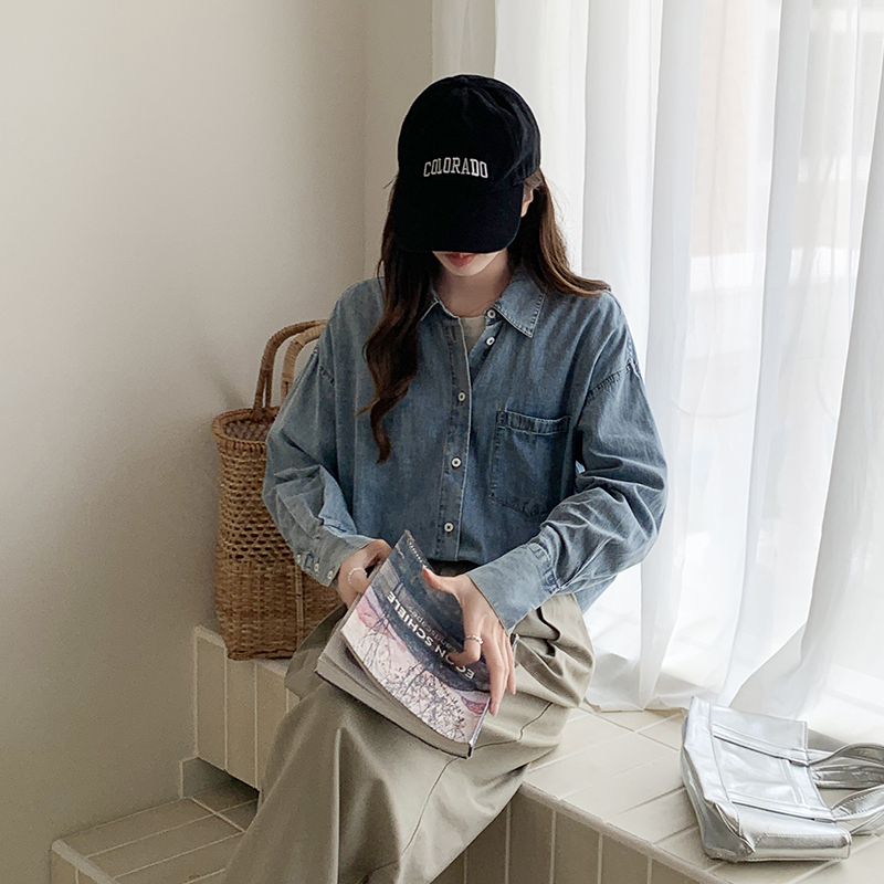 Loose long sleeve Casual thin spring and autumn simple denim shirt