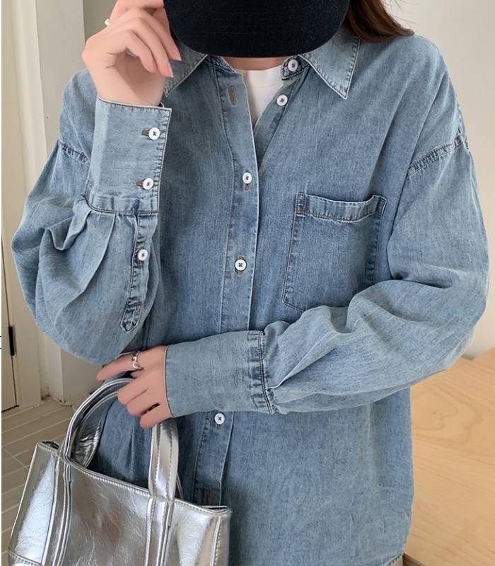 Loose long sleeve Casual thin spring and autumn simple denim shirt