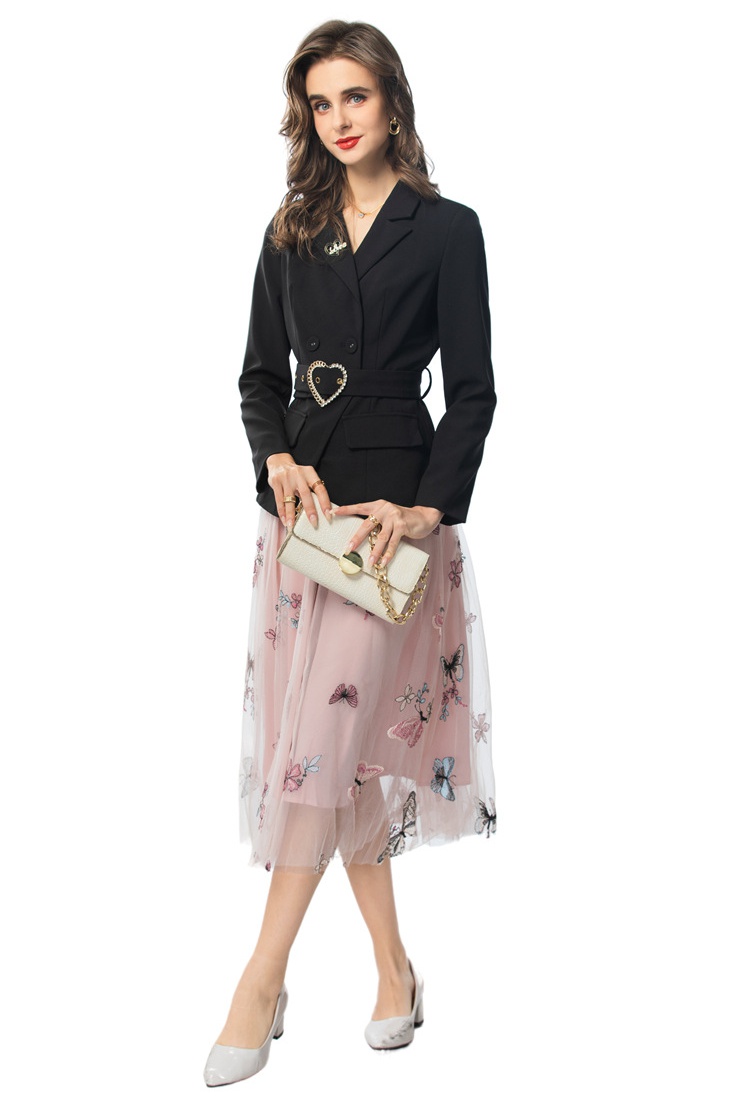 Gauze business suit France style puff skirt a set