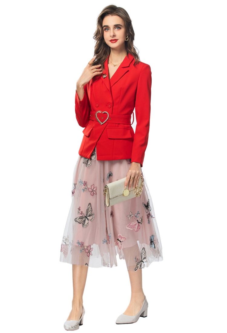 Gauze business suit France style puff skirt a set