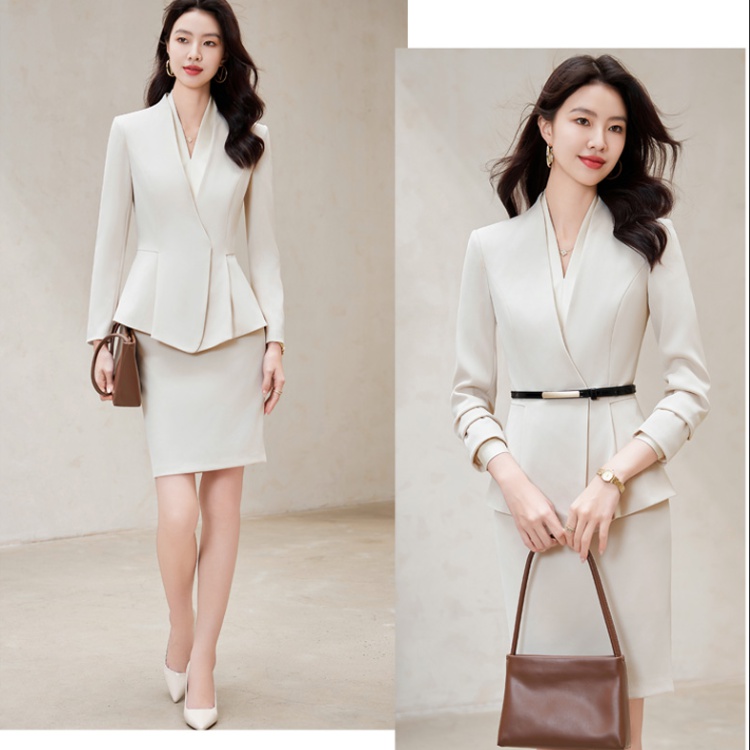 Profession overalls coat Korean style skirt 2pcs set for women