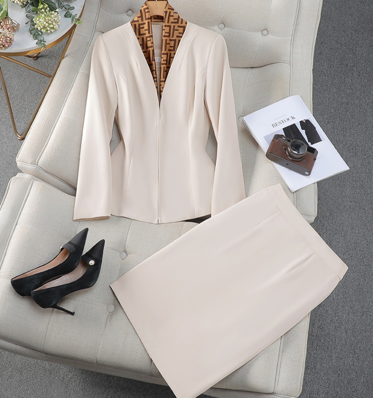 Long sleeve profession business suit overalls skirt a set