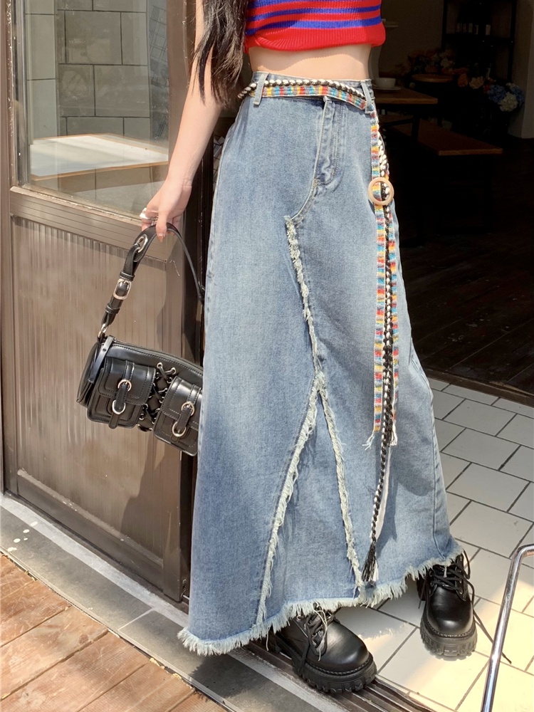 Large yard slim skirt unique denim skirt for women