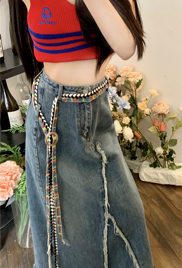 Large yard slim skirt unique denim skirt for women