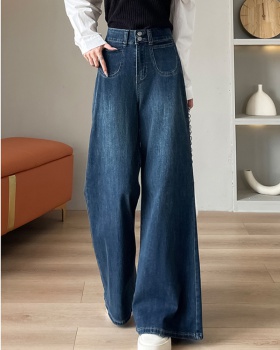 High waist big trousers denim loose long pants