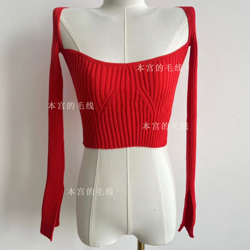 Tight short T-shirt sexy square collar bottoming shirt