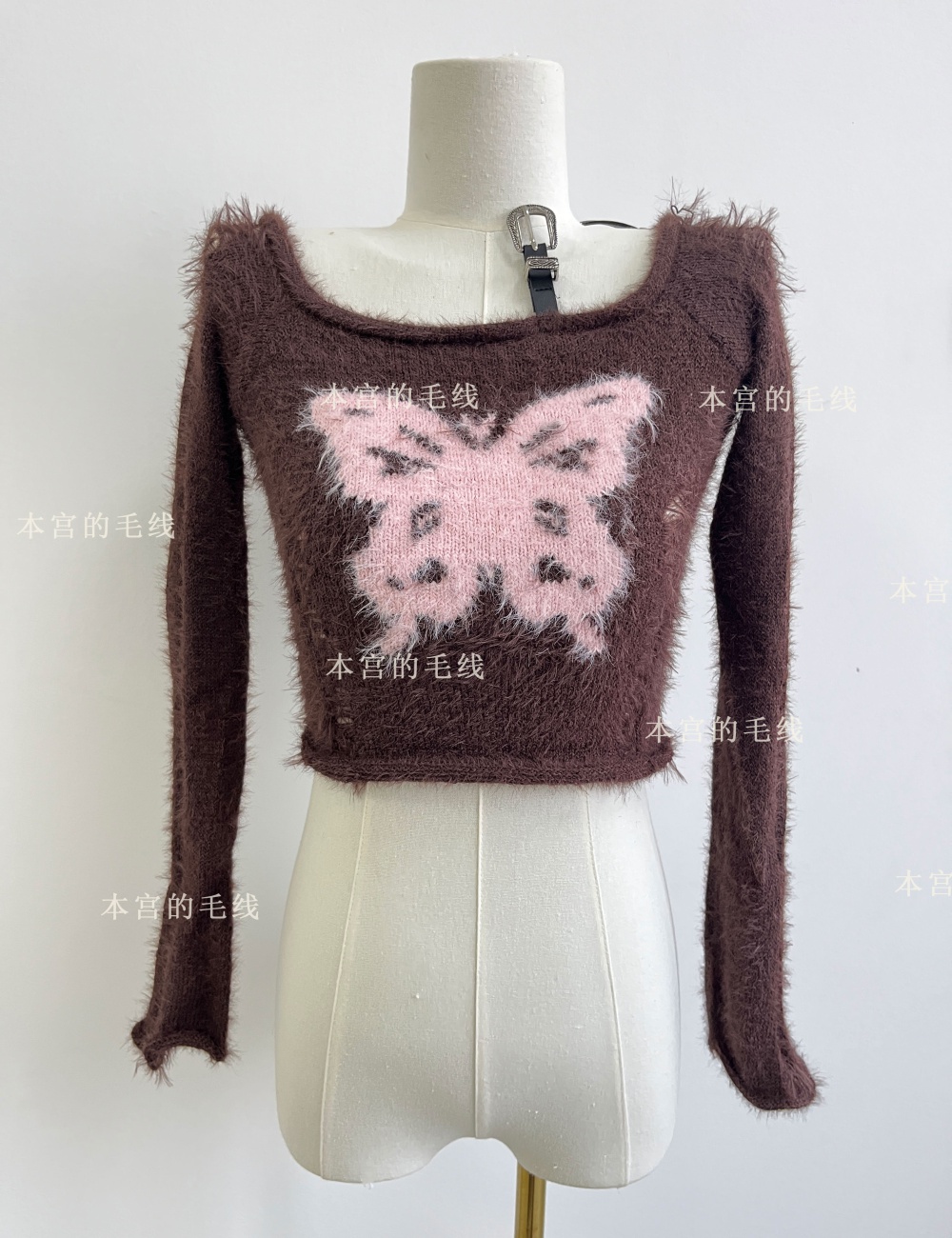 Strapless knitted lazy sweater autumn short tops