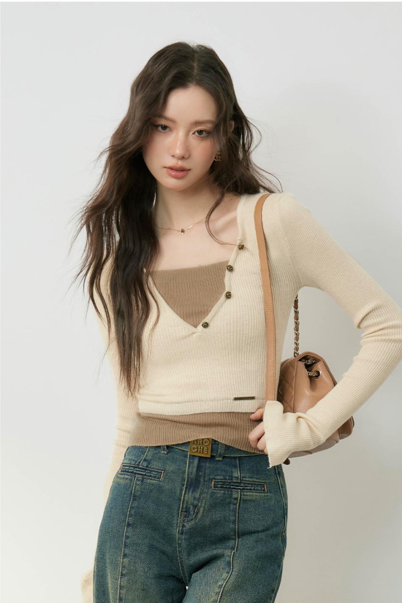 Western style commuting bottoming shirt mixed colors tops