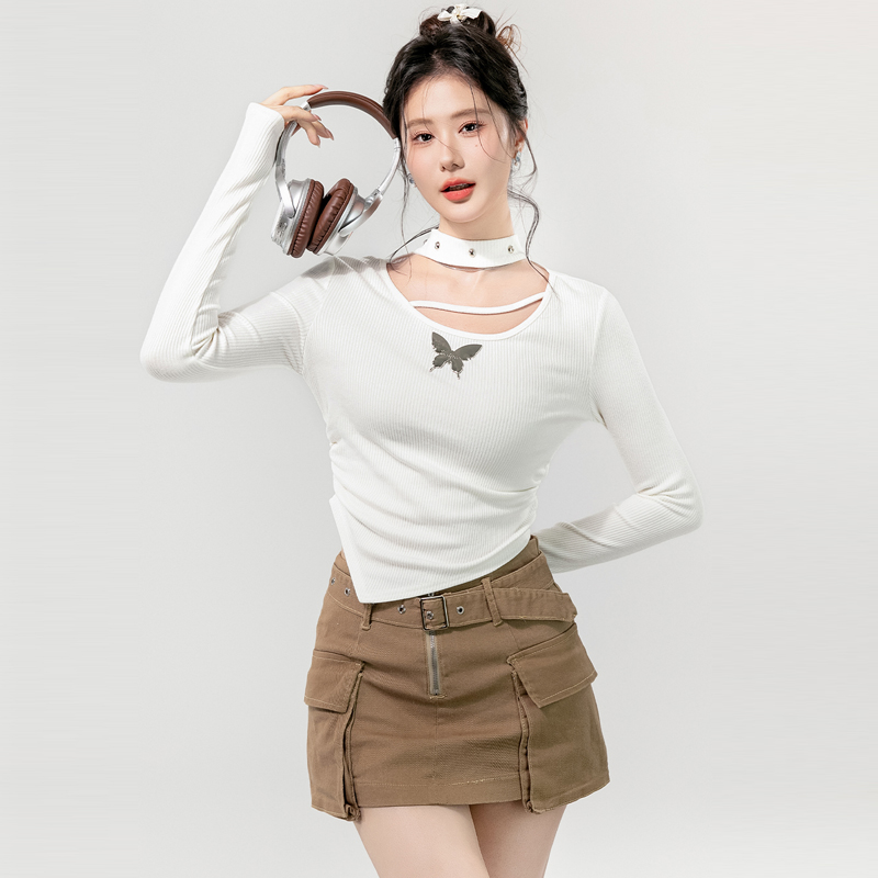 France style hollow bottoming shirt slim sweater