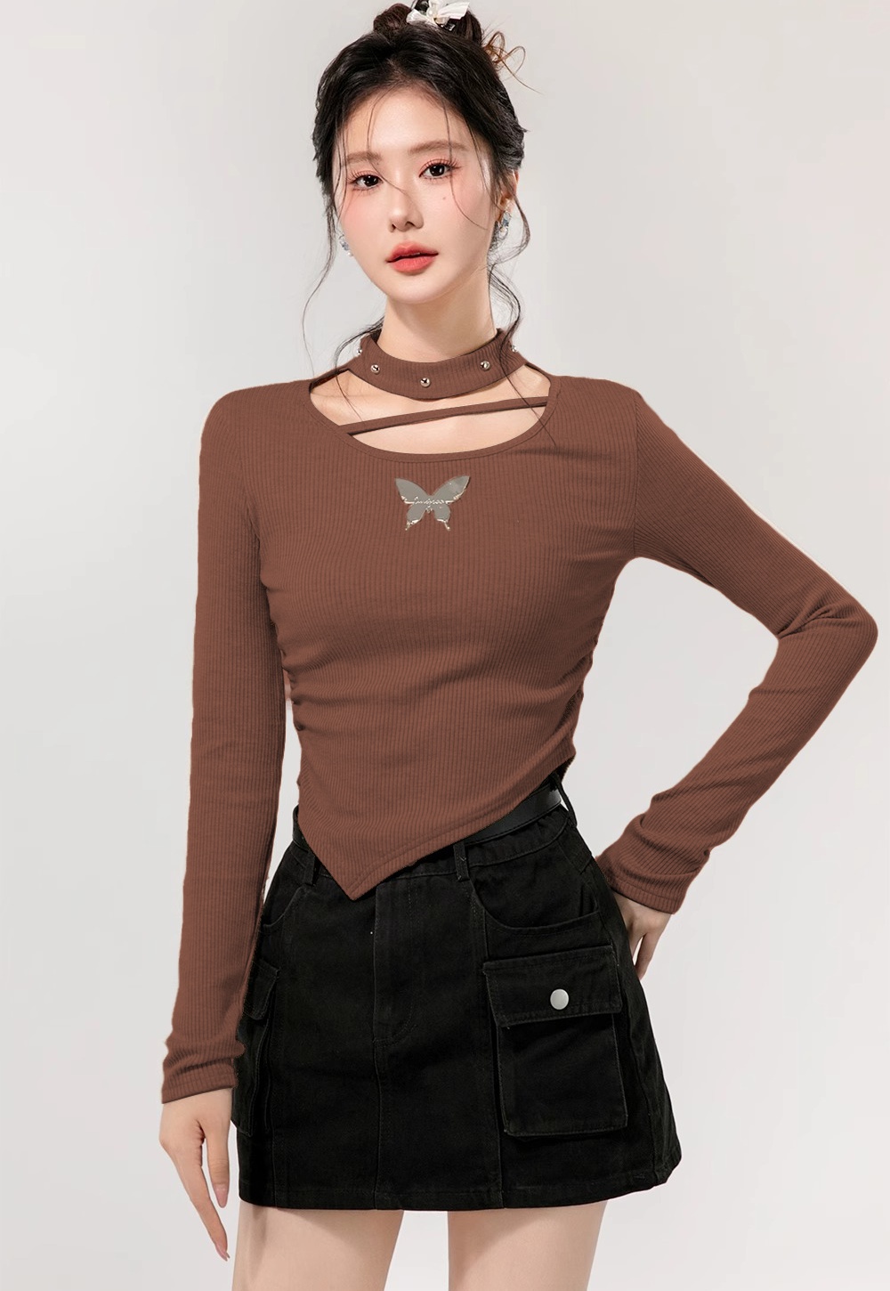 France style hollow bottoming shirt slim sweater