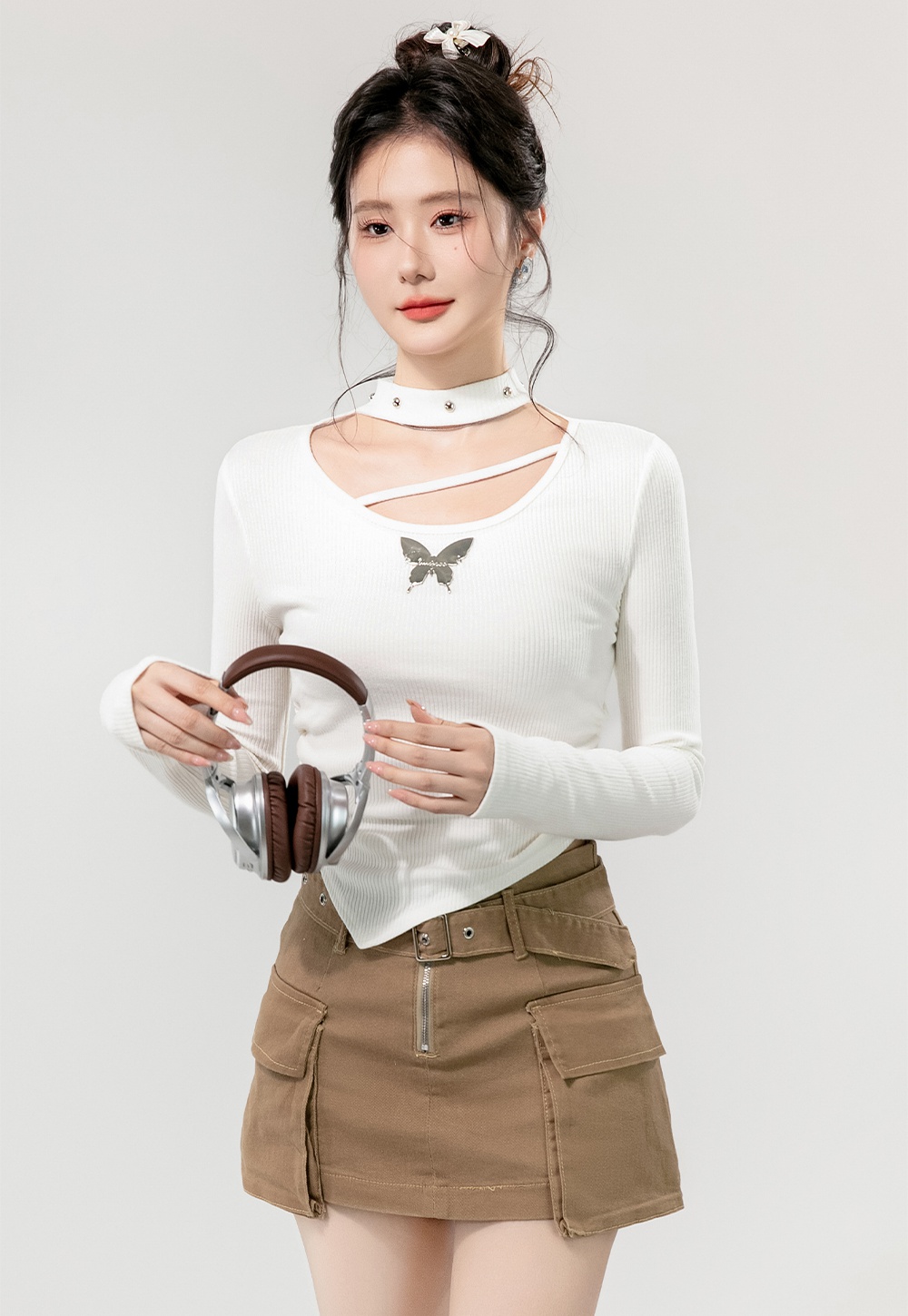 France style hollow bottoming shirt slim sweater