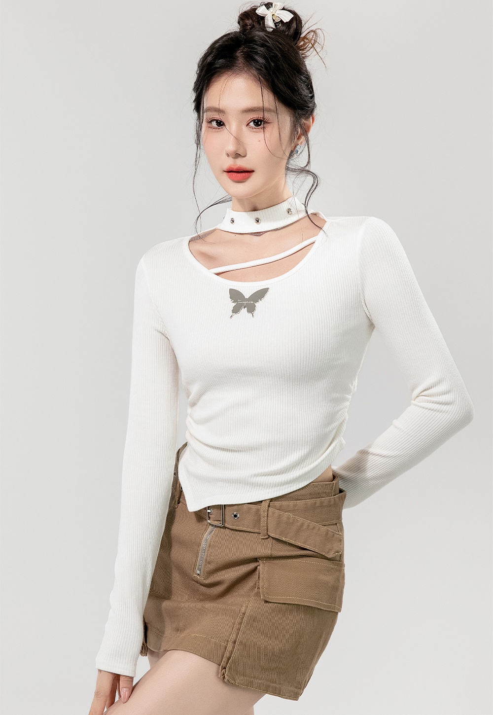 France style hollow bottoming shirt slim sweater