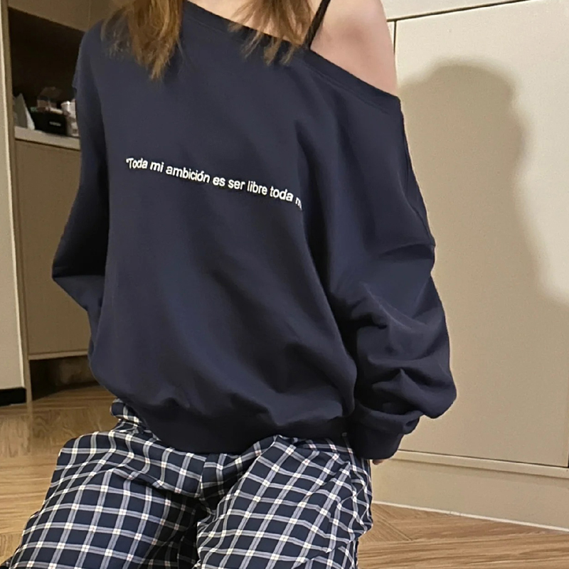 Pullover strapless hoodie flat shoulder tops for women