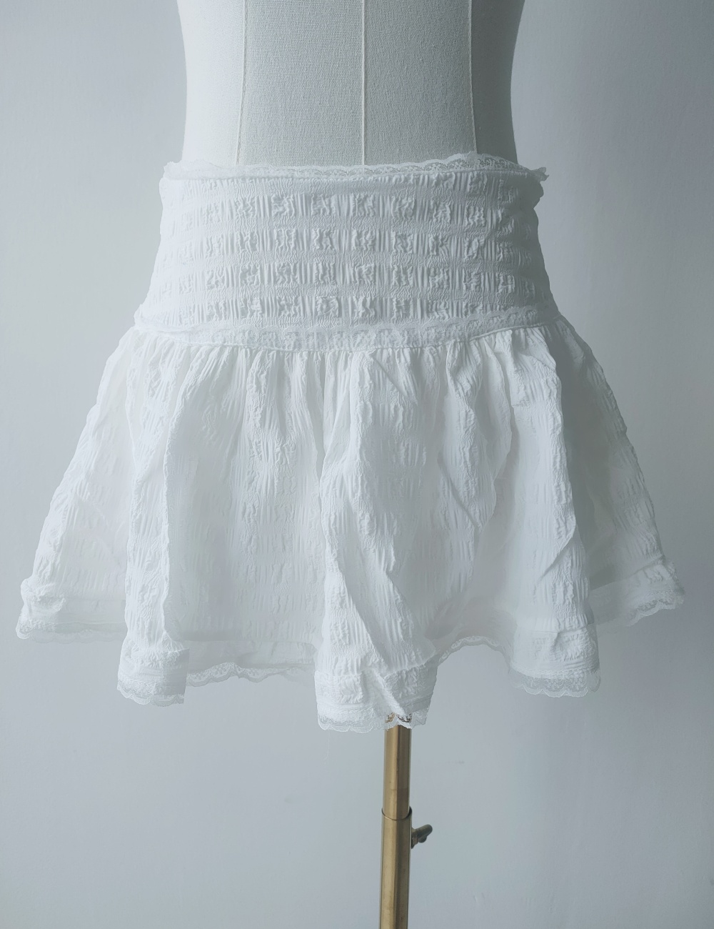 Lace cake white skirt A-line thick and disorderly short skirt